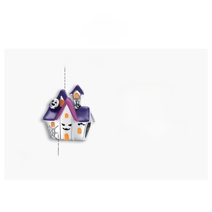Macro detail of S925 sterling silver Halloween haunted house bead charm with size 1.2x1cm