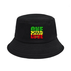 Chapeau Bob Imprimé Lettres One Love Coton Protection Solaire Voyage Extérieur Style Reggae Rasta Unisexe