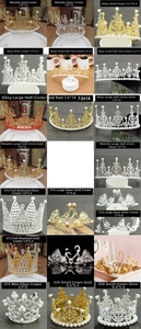 Detailed view of miniature gold and silver princess crowns with precise size dimensions