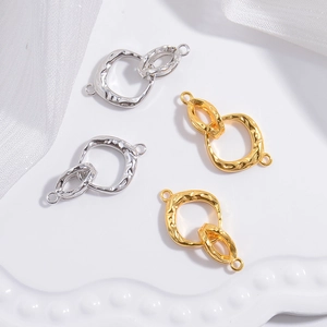 925 Sterling Silver Interlocking Ring Connector Clasp Hammered Texture For DIY Necklace Bracelet Making