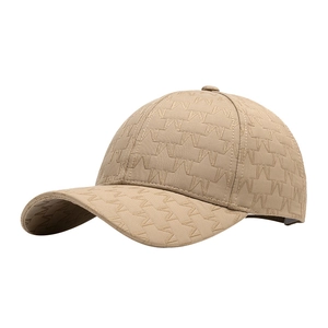 Structured khaki baseball cap with all-over M letter jacquard and curved brim for women