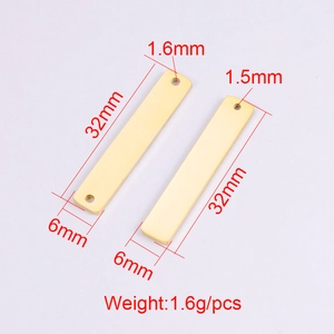 6x32mm gold stainless steel rectangle blank military tags with dimensions and weight