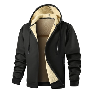 Herren Fleece Gefütterte Kapuzenjacke Winter Warme Sherpa Gefütterte Full Zip Sweatshirt Dicke Lässige Oberbekleidung