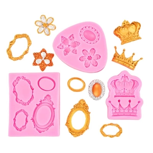 Moules en silicone couronne et cadre photo européens pour pâtisserie et bricolage