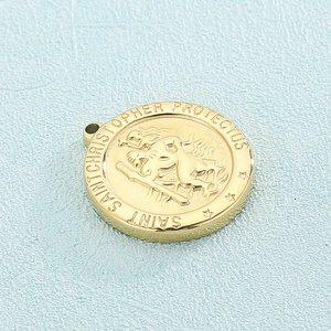 Vintage golden Saint Christopher protect us pendant in durable stainless steel
