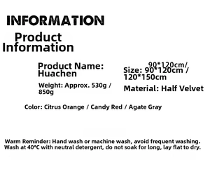 Size and material specifications chart for the Nordic mink velvet sunflower knit blanket