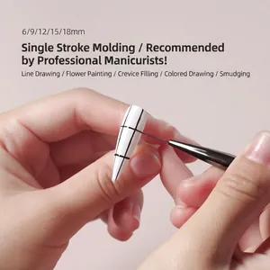 Professional sandalwood nail art liner brush with fine metal tips in 6mm to 18mm lengths