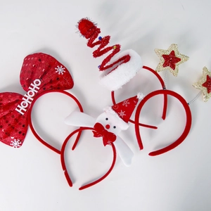 Cerchietto Natalizio Paillettes Stoffa Plastica Hohoho Stella Pupazzo Di Neve Albero Per Decori Di Festa Bambini