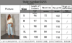 Dettaglio tabella taglie per jeans dritti ampi con misure indicate in centimetri