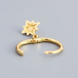 925 sterling silver gold plated huggie earrings with a geometric eight-point star charm