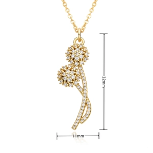 Macro view of sunflower pendant with zircon diamonds showing 32mm by 11mm dimensions