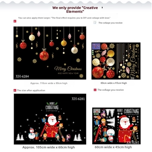 Stickers muraux de Noël en PVC étanche avec motifs Père Noël et flocons de neige