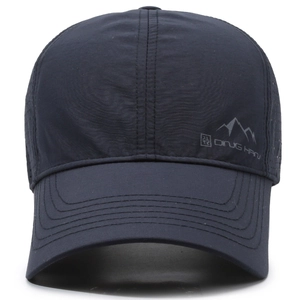 Quick-dry outdoor mountain baseball cap in navy blue with breathable side vents