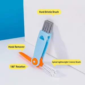 3-in-1 multi-functional 180° rotating bottle lid cleaning brush for gaps and grooves