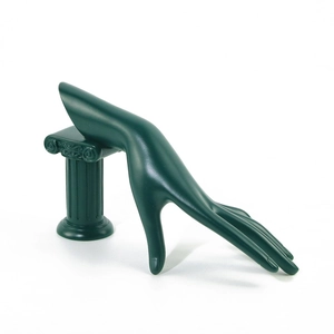 Dark green resin hand jewelry display stand with elegant Roman column base stand
