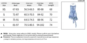 Guide des tailles pour robe courte dos nu sexy imprimée avec mesures buste et taille