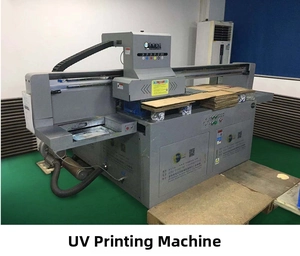 Industrial UV flatbed printer workshop production manufacturing equipment detail view.