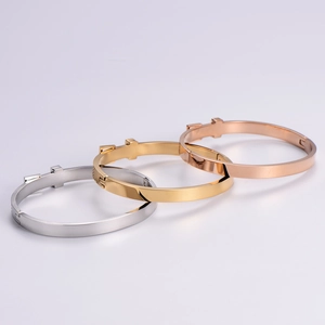 Minimalist T-shape cuff bracelets in silver gold and rose gold finishes for women