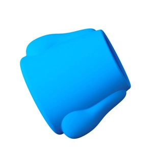 Portable silicone dog shower head attachment for water bottles in vibrant blue color