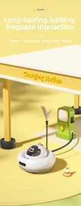 Close-up of smart cat toy at a charging station with Type-C port and feather accessory
