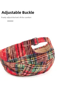 Detail of tartan beret with adjustable metal buckle for comfortable custom fit