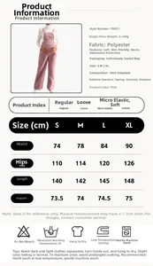 Detailed size chart and care instructions for pink corduroy maternity overalls