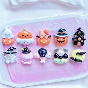 Mini Halloween resin charms collection including pumpkin, ghost and skull for DIY crafts
