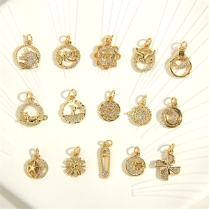 Zircon Inlaid Copper Charms Gold Rhodium Plated For DIY Jewelry Making MAMA Mom Letters Animal Shapes Fashion Pendants