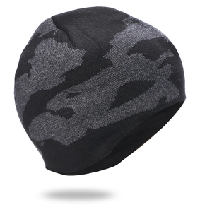 Winterwarme Camouflage-Strickmütze mit Doppelschicht für Outdoor-Ski und Radsport