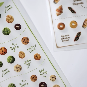 Cute bakery series nail stickers featuring hand-drawn pretzel and croissant patterns