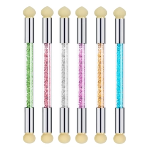 Stylo Éponge Art Ongles Double Extrémité Pinceau Dégradé Ombré Avec Manche Strass Lavable Outil Manucure