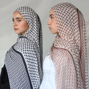 Women Bohemian Plaid Printed Chiffon Scarf Breathable Lightweight Shemagh Hijab Shawl Wrap Polyester Scarf For Summer Everyday