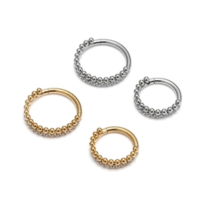 Vierer-Set gold- und silberfarbene Septumringe aus Edelstahl mit Zirkon-Perlenbesatz