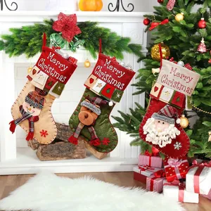 3D Cartoon Christmas Stocking Santa Snowman Reindeer Hanging Ornament For Holiday Decor Fireplace Gift Candy Bag