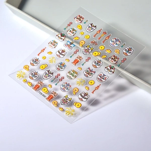 5D embossed lion dance nail stickers with festive Chinese New Year patterns for nail art