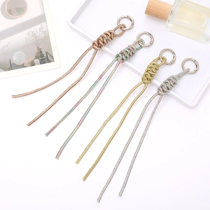 Rhinestone Knotted Chain Keychain For Women Bag Decoration Luxury Fashion Accessories Sparkling Pendant