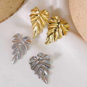 Minimalist Stainless Steel Leaf Stud Earrings For Women Personalized Geometric Monstera Leaf Gold Silver Plated Jewelry