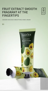Gedetailleerde 3D-weergave van de Avocado Handcrème 30g op een witte stenen voetstuk