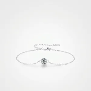 925 Sterling Silver Moissanite Bracelet Round Cut D Color VVS1 Minimalist Adjustable Fine Jewelry Bracelet For Women Gift