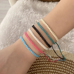 Handmade Glass Seed Bead Woven Bracelet Adjustable Bohemian Style Jewelry For Women Original Design Braided Cord Wristband