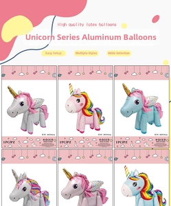 Détails de ballons licorne 4D en aluminium de couleurs variées et tailles 46x61cm
