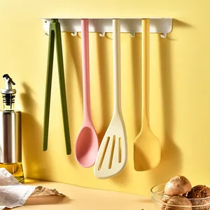 Magnetic Kitchen Cooking Utensils Silicone Stainless Steel Heat Resistant Tongs Spatula Spoon Slotted Turner Wall Rack