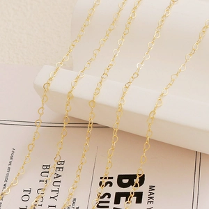 Close-up of 14K gold filled heart link chain for DIY necklace and jewelry making