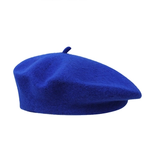 Classic blue wool beret hat for women with minimalist vintage winter fashion style