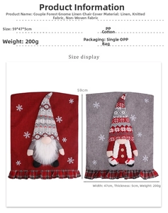 Christmas gnome chair covers set, linen and knit fabric festive dining room slipcovers.
