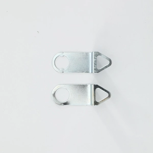 Pair of silver metal hooks for DIY quartz clock movements with mounting holes