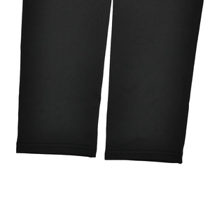 Detailed close-up showing fabric texture and hem stitching on black casual lounge pants