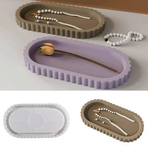 Oval Lace Tray Silicone Mold Wavy Edge Mirror Surface DIY Crafting Tool For Resin Plaster Jewelry Storage Plate Accessory