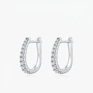Moissanite Huggie Hoop Earrings 925 Sterling Silver D Color VVS1 Luxury Minimalist Jewelry For Women