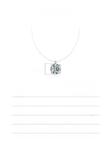 Detail of 1ct moissanite pendant with invisible chain on 925 sterling silver necklace